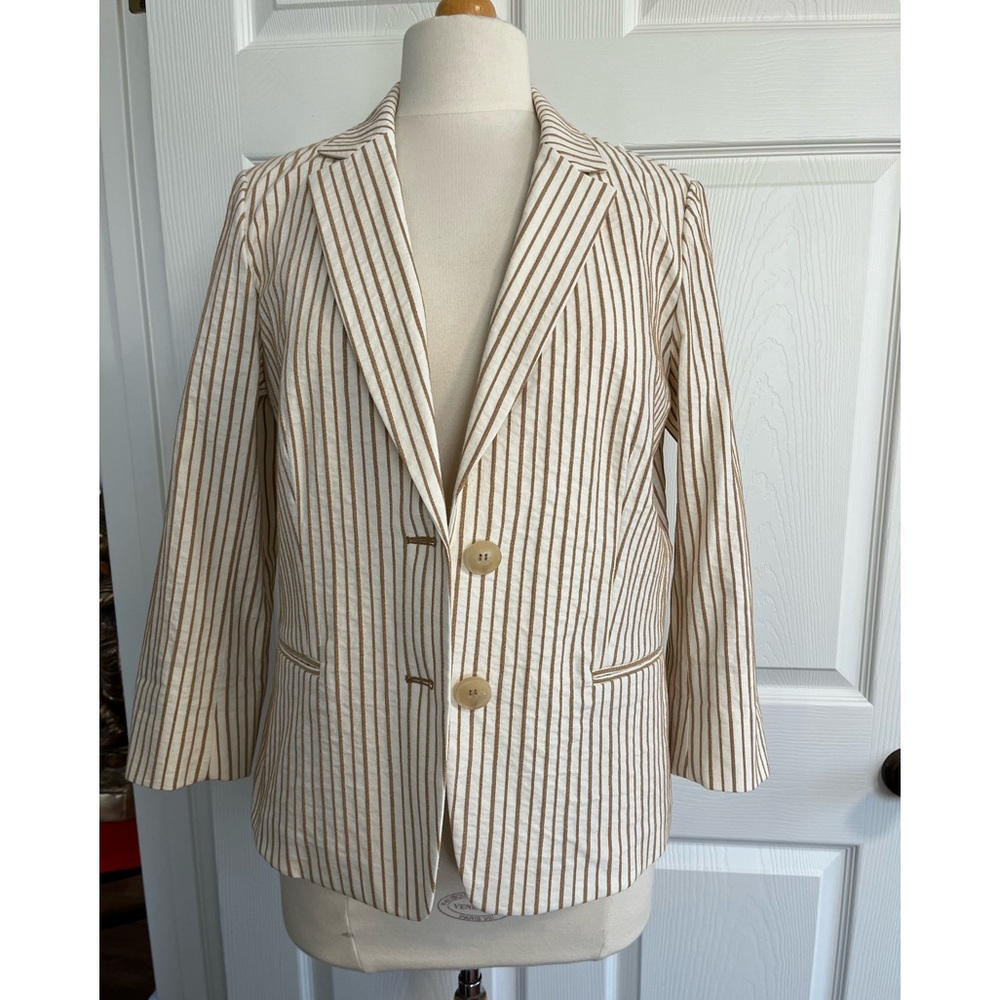 Lafayette 148 New York Striped Two Button Blazer